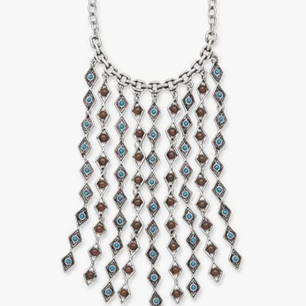 Premier Designs Silver and Blue Statement Necklace